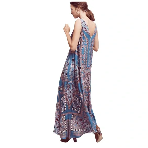 Anthropologie Hemant & Nandita Zarna Maxi Dress Teal S - Picture 15 of 15
